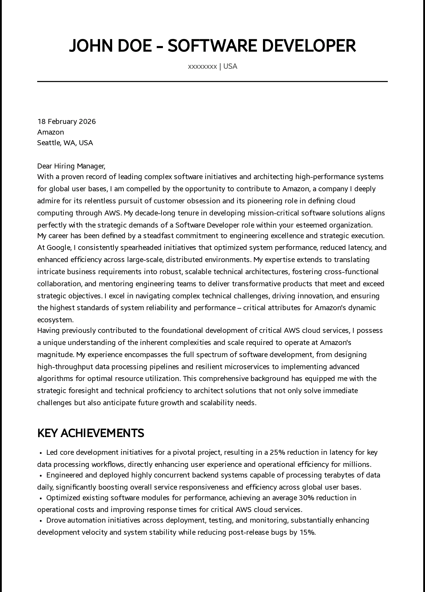 AI Tailored Cover Letter Preview